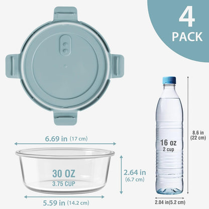 Freshmage 23oz Glass Meal Prep Containers with Lids, Airtight 3-Cup Glass Storage Containers Set, Heat-Resistant BPA-Free for Soup, Leftover, Microwave, Dishwasher, and Freezer Safe (6 Packs)