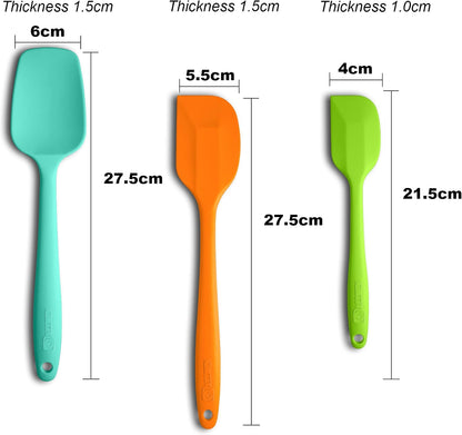 Silicone Spatula 3-piece Set, Ergonomic Handle High Heat-Resistant Spatulas, Non-stick Rubber Spatulas with Stainless Steel Core, Black