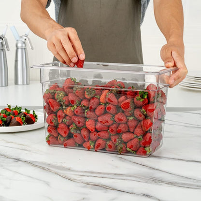Restaurantware-2.5 Inch Deep Food Pans, 1 1/6 Size Commercial Food Storage Container - Freezable, Break-Resistant, Clear Plastic Cold Pans, Dishwashable, For Kitchens, Restaurants, Or Cafeterias
