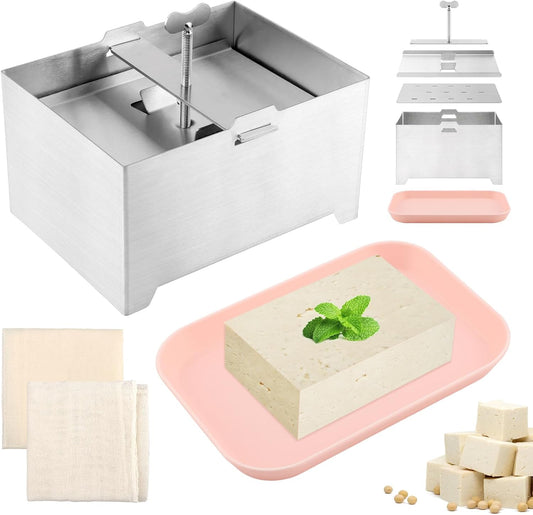 Tofu Press Stainless Steel, Tofu Maker and Paneer Press with Cloth