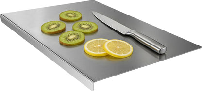Stainless Steel Cutting Board Set, 2 Pack Kitchen Metal Chopping Board Set with Counter Lip Dishwasher Safe for Meat, Fish, Vegetables, Fruits, Bread & Pastry (40 x 30cm/ 16 x 12 in)