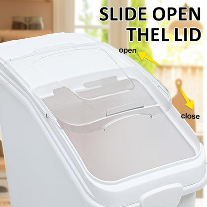 26.93 Gallon Commercial Flour Bin with Locking Wheels,Mobile Ingredient Storage Container,Holds 227lb Sugar /149lb Flour,Kitchen & Pantry Organizer