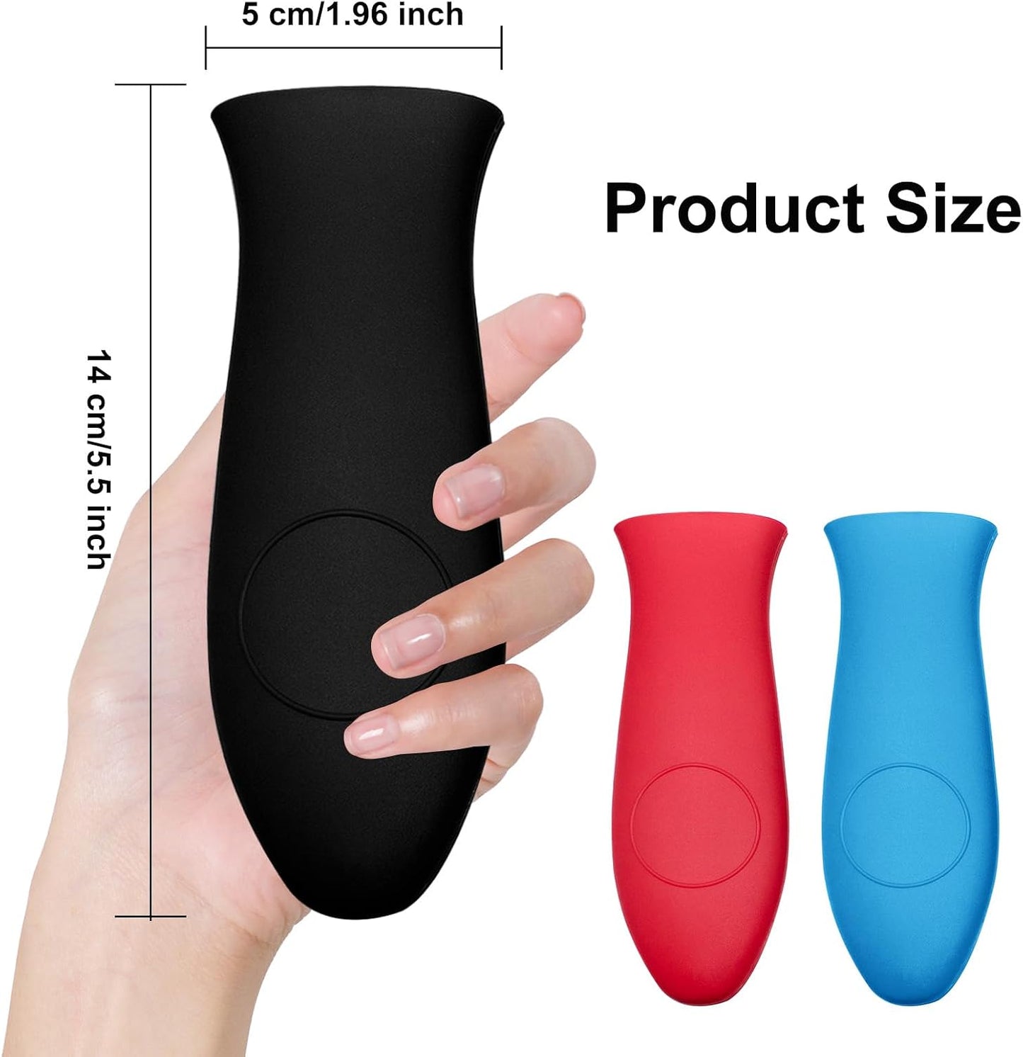 Silicone Hot Handle Holders 3Pcs Rubber Pot Handle Sleeve,Heat Resistant Skillet Handle Cover for Metal Cookware Handles,Pans,Cast Iron Pot, Frying Pan(A-Red Black Blue)