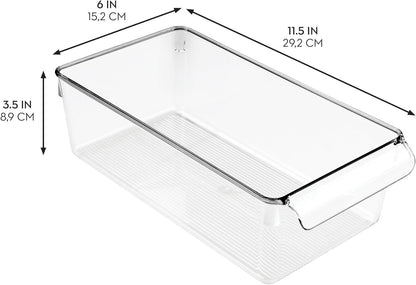 iDesign Fridge Storage Bin with Handle - Fridge Tray for Meats and Cheeses - Set of 2 - Clear