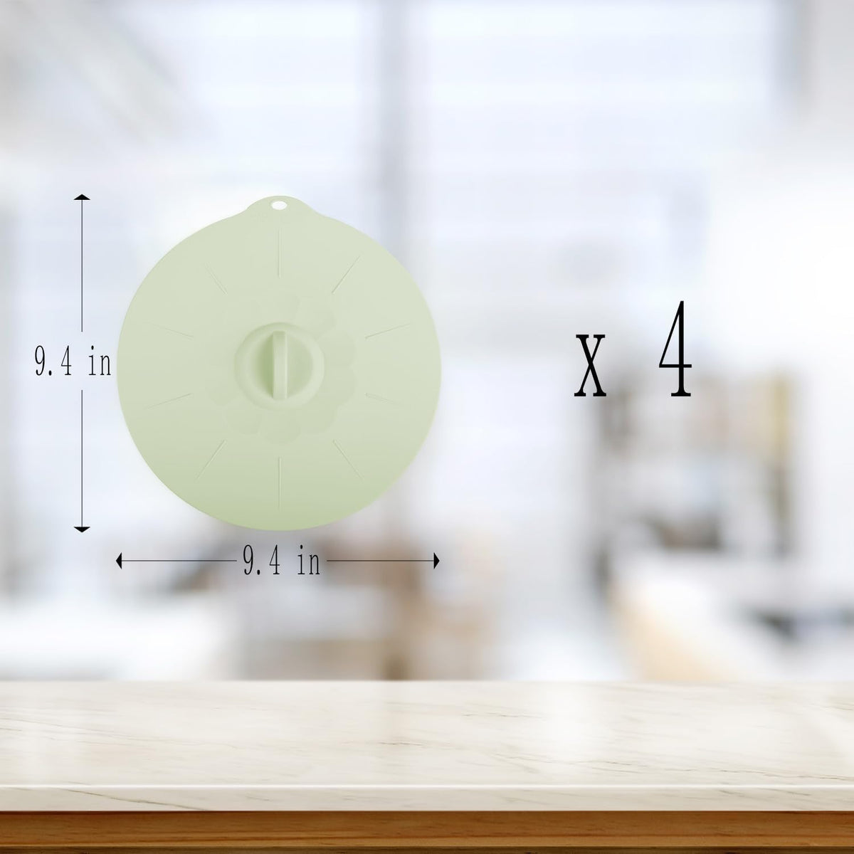 4 Pack 9.4" Silicone Lids for Cups Bowls Plates Pans, Microwave Splatter Cover, Kitchen Containers Lids Cover for Food Storage,Light Green Large