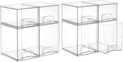 Vtopmart Stackable Storage Drawers Set of 5, Clear Plastic Organizer Bins for Baby Bottle, Beauty Supplies Storage, Ideal for Kichen Countertop, Vanity, Bathroom, Cabinet, Pantry Organization
