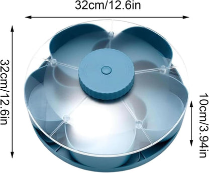 Snack Serving Tray,Rotating Storage Box | with Lid and Snack Box Container | for Vegetable Fruit Dipping Sauce Appetizer Travel Picnic Dining Table