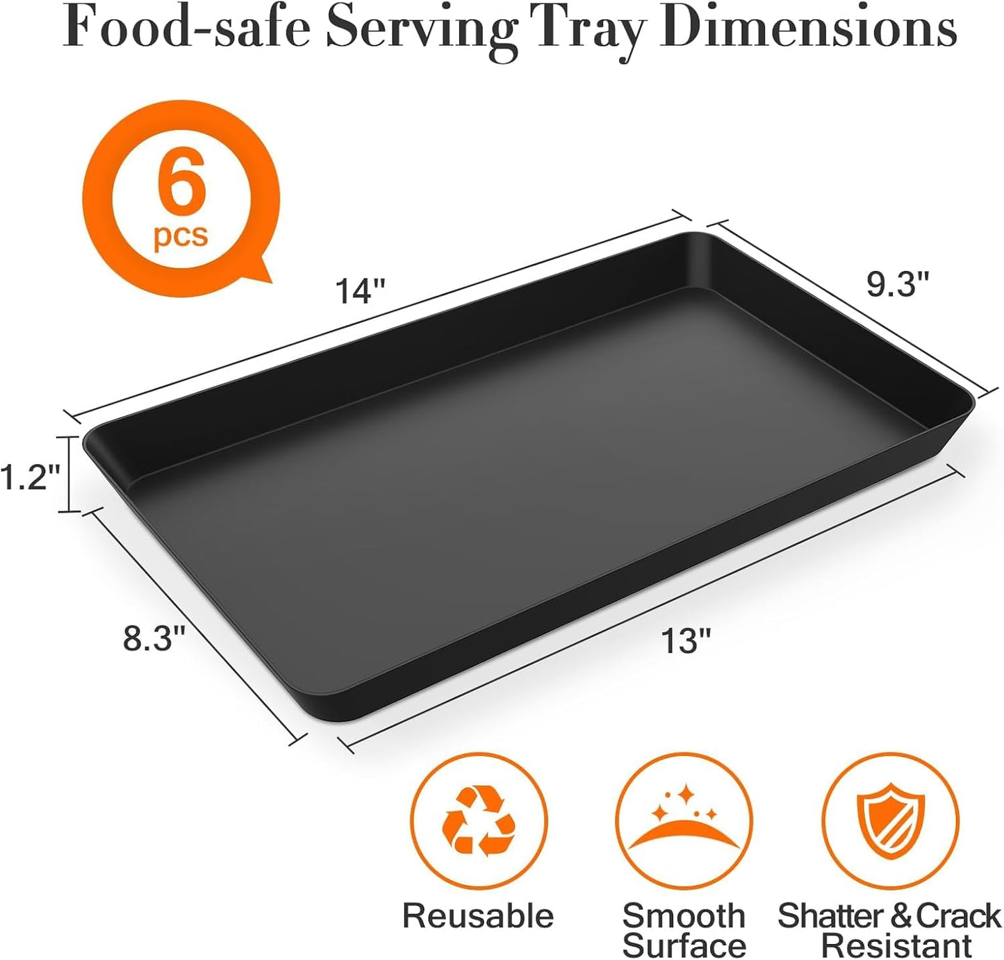 WOWBOX 4 pcs Serving Tray for Party, Grilling Accessories, Serving Platters for Snacks, Fruit, Reusable Plastic Trays for Serving Food and Pantry Organization in Kitchen & for Mothers Day Parties