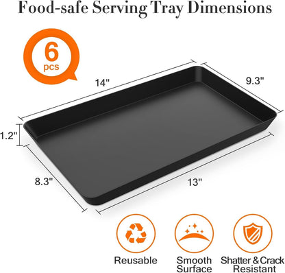 WOWBOX 4 pcs Serving Tray for Party, Grilling Accessories, Serving Platters for Snacks, Fruit, Reusable Plastic Trays for Serving Food and Pantry Organization in Kitchen & for Mothers Day Parties