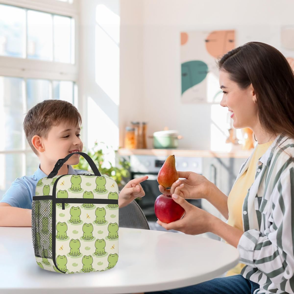 Rainbow Leopard Lunch Box Thermal Cooler Bento Tote Bags Portable Insulated Lunch Bag for Girls Teens, Kids Lunch Bags for School Beach Picnic Travel