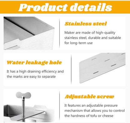 Stainless Steel Tofu Press And Paneer Maker, Adjustable Cheese Press Set