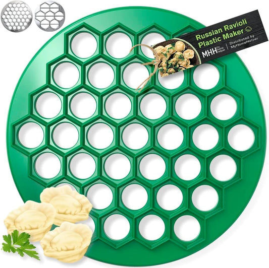 MHH Russian Dumpling Maker - Plastic Pelmeni Maker - Dumpling Mold Machine Press - Ravioli Mould Cutter - Delicious Dumplings Siberian Meat Pelmeni