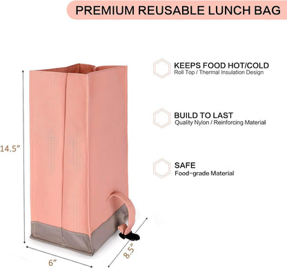 SUNNY BIRD Insulated Lunch Bag Pink Lunch Box Small Cooler Bag for Women, Girls, Adults and Teens (Pink)