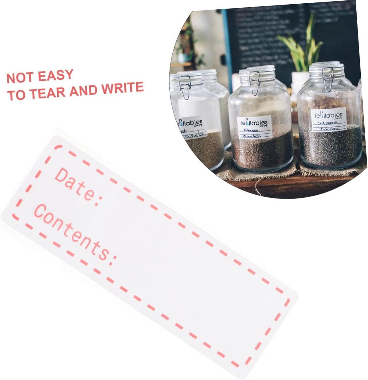 Uonlytech Removable Food Storage Labels 100pcs Waterproof Freezer Stickers for Food Containers Handwrite Date Notes for Kitchen Pantry Meal Prep