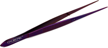O'Creme Stainless Steel Precision Kitchen Tweezer Tongs 6.25" with Fine Tip (Purple)