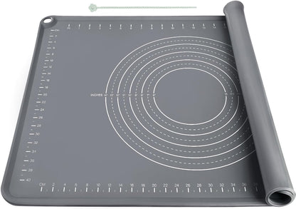Extra Large Silicone Baking Mat for Countertops, Extra Thick 28" x 20" Non-Slip Pastry Mat with Raised Edges and Measurements, Food-Grade Dough Rolling Sheet for Kneading, Pizza, Bread,Fondant