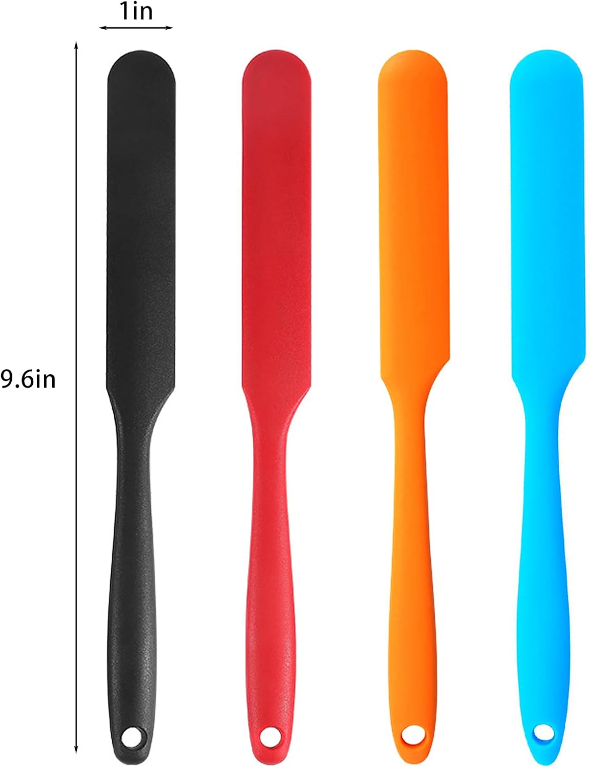 【6 Pack】Silicone Jar Spatula,Cake Cream Butter Spatulas,Icing Spatula,Sourdough Spatula with Long Handle, Jar Scraper Spatula (Black,Red,Orange,Blue,Green,Purple)