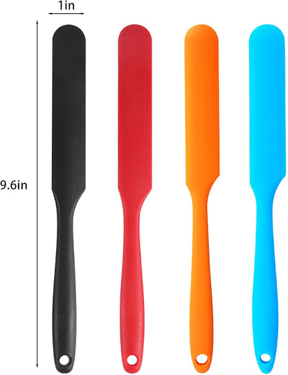 【6 Pack】Silicone Jar Spatula,Cake Cream Butter Spatulas,Icing Spatula,Sourdough Spatula with Long Handle, Jar Scraper Spatula (Black,Red,Orange,Blue,Green,Purple)