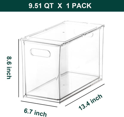 LALASTAR 2 Pack Fridge Organizer with Pull-out Drawer, Stackable Freezer Organizer Bin, Pantry Organization and Storage, BPA Free, 3.17QT