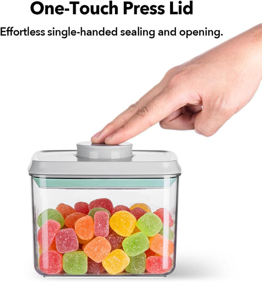 Airtight Food Storage with One-Touch Lid, (3 × 1.27 QT / 1.2 L) Stackable Durable PET for Sugar, Grains, Coffee Beans, and Baking Pantry Organization