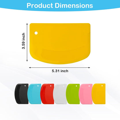 7 Dough Scrapers for Baking, Flexible Bowl Scraper with Dough Cutter Edge