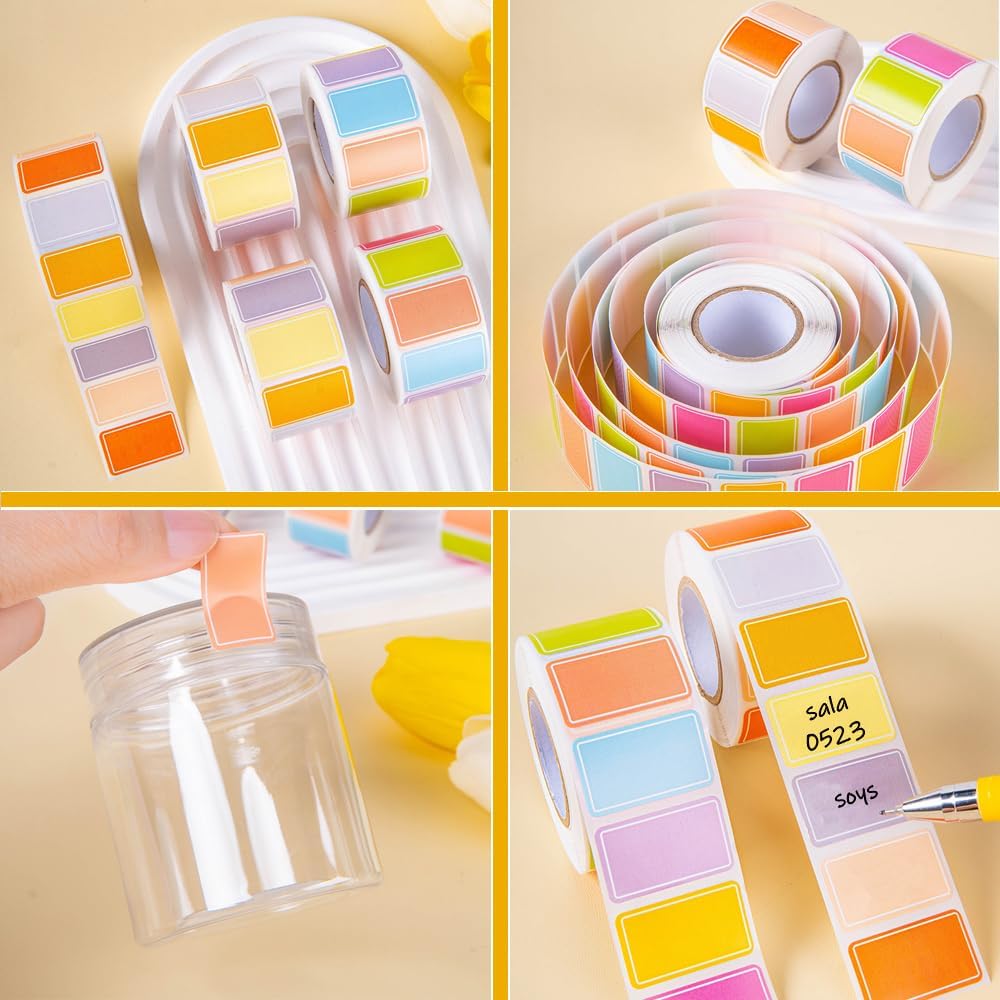 Label Stickers - Removable Food Label Stickers, Self-Adhesive Food Storage Freezer Labels, Easy to Peel, Write On Refrigerator, for Food Storage Boxes, Jars, Waterproof, 15x25mm 500 pcs (Deep)