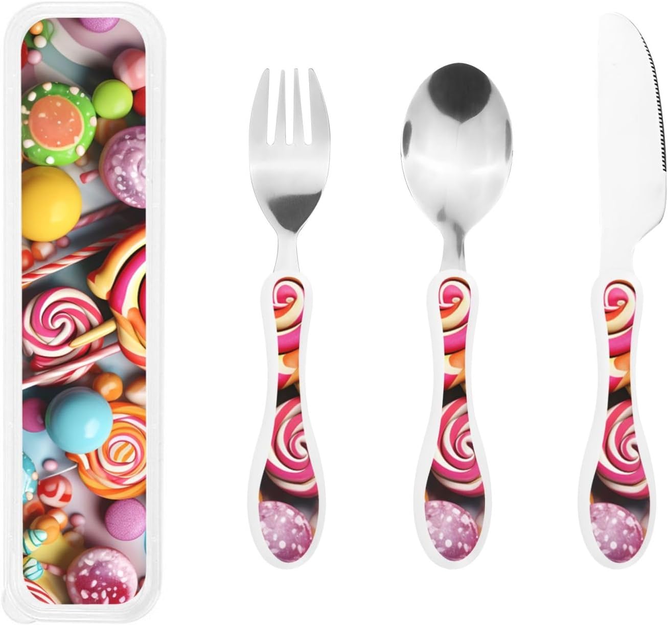 3-Piece Kids Silverware Set With Storage Case, Stainless Steel Reusable Children Safe Knife Spoon Fork Set Candy Children Flatware Set For Kids Lunch Box