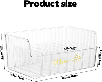 Rainmae Seasoning Packet Organizer with 7 Removable Dividers, Drink Packet Organizer Condiment Storage Caddy for Kitchen Pantry Cabinet Countertop Holds Spice Hot Chocolate Sauce Organization, Clear