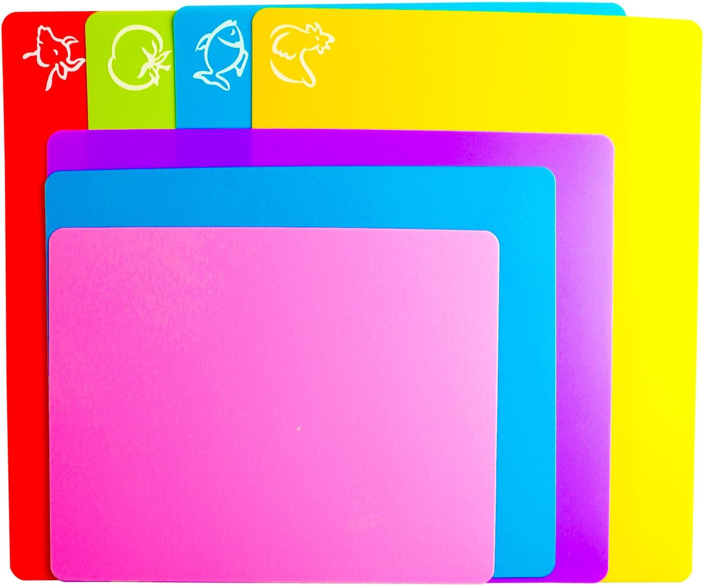 Flexible Cutting Board mats, Plastic Cutting Boards for Kitchen Cooking, Cutting board sheets for Meat and Vegetables, Dishwasher Safe Set of 4Pcs