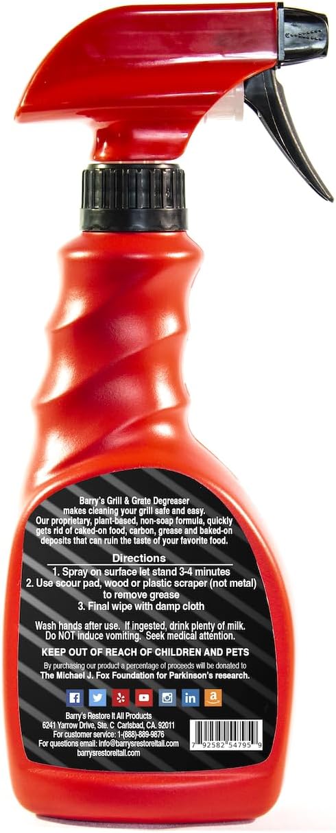 Barry's Restore It All Products - Grill & Grate Degreaser Spray (16oz.) | The BEST Solution for cutting GREASE, GRIME & BAKED-ON DEPOSITS from your BBQ Grates!