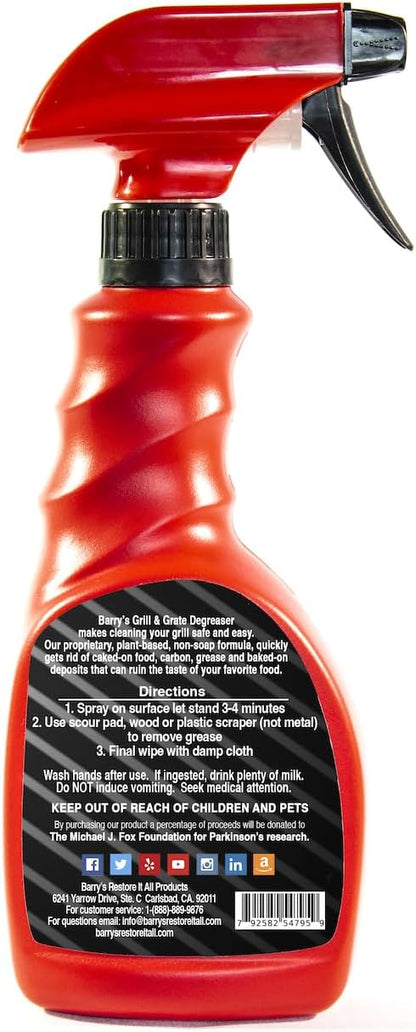 Barry's Restore It All Products - Grill & Grate Degreaser Spray (16oz.) | The BEST Solution for cutting GREASE, GRIME & BAKED-ON DEPOSITS from your BBQ Grates!