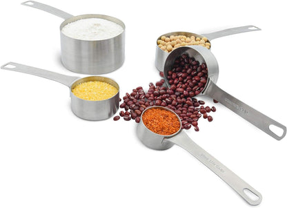 Measuring Cup Set of 8, 18/8 Stainless Steel Measuring Cups for Kitchen & Baking, Heavy Duty Metric & US Measure Cups Set with 2/3 Cup & 3/4 Cup Meaure Cups