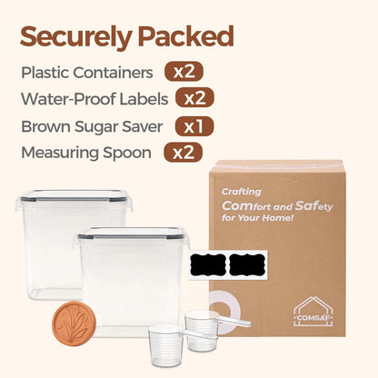 ComSaf Rice Container Set of 2(9.5L/10Qt), Large Airtight Food Storage Containers with Lid and Rice Washer, Plastic Canisters Sets for The Kitchen, Pantry Organizers for Flour, Cereal and Cooking