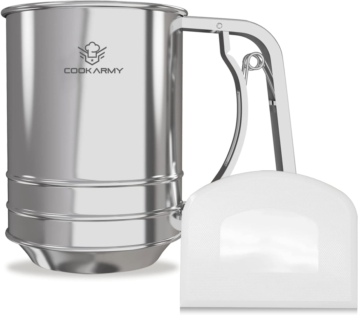 Cook Army Flour Sifter , 3 Cup Stainless Steel , Great Double-layer Baking Sifters for all Baking Flour and Powdered sugar, Flour Strainer