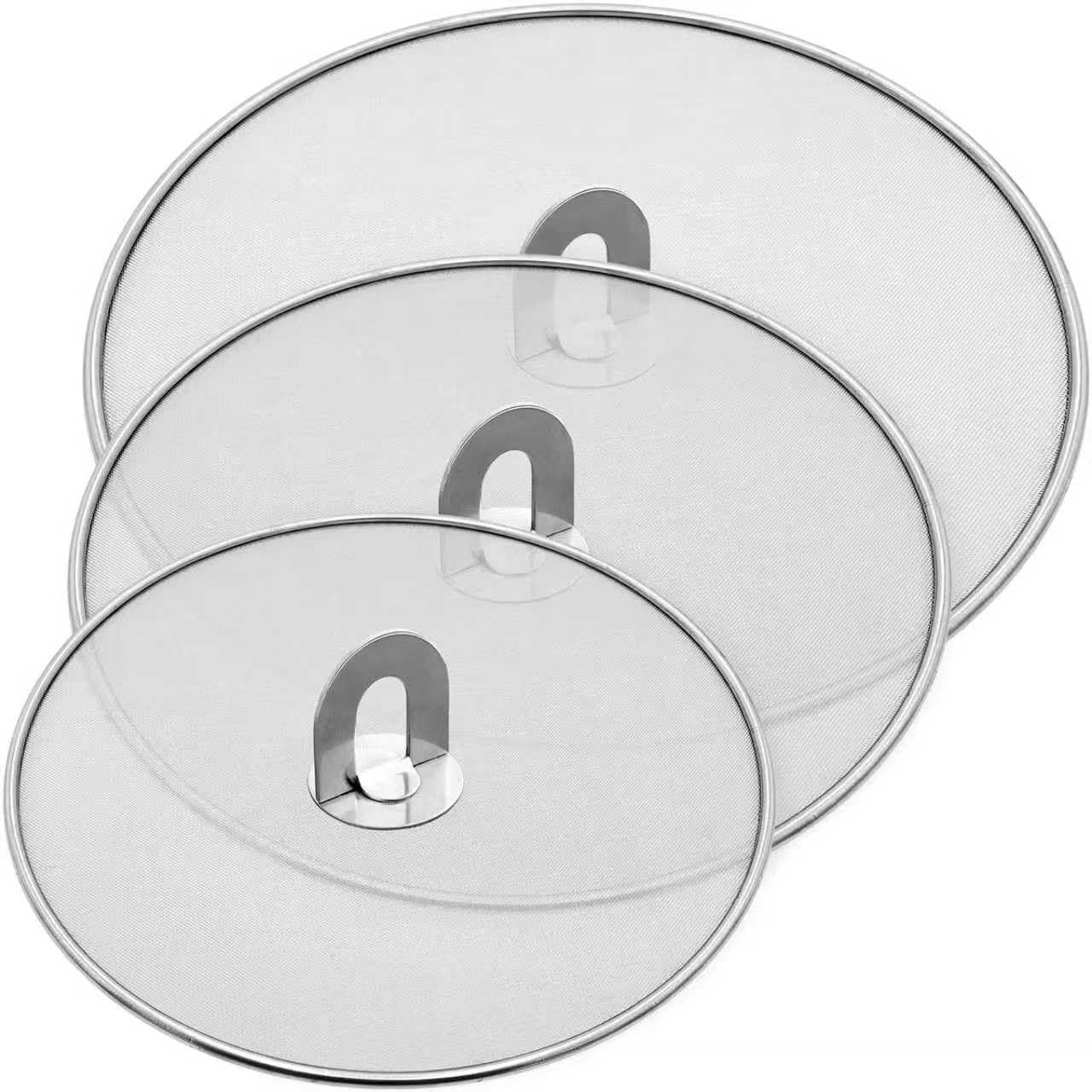 Splatter Screen for Frying Pan & Food Strainer,13 Inch Stainless Steel Grease Splatter Guard,Shield from Splashing Oil, Dishwasher Safe(Red)
