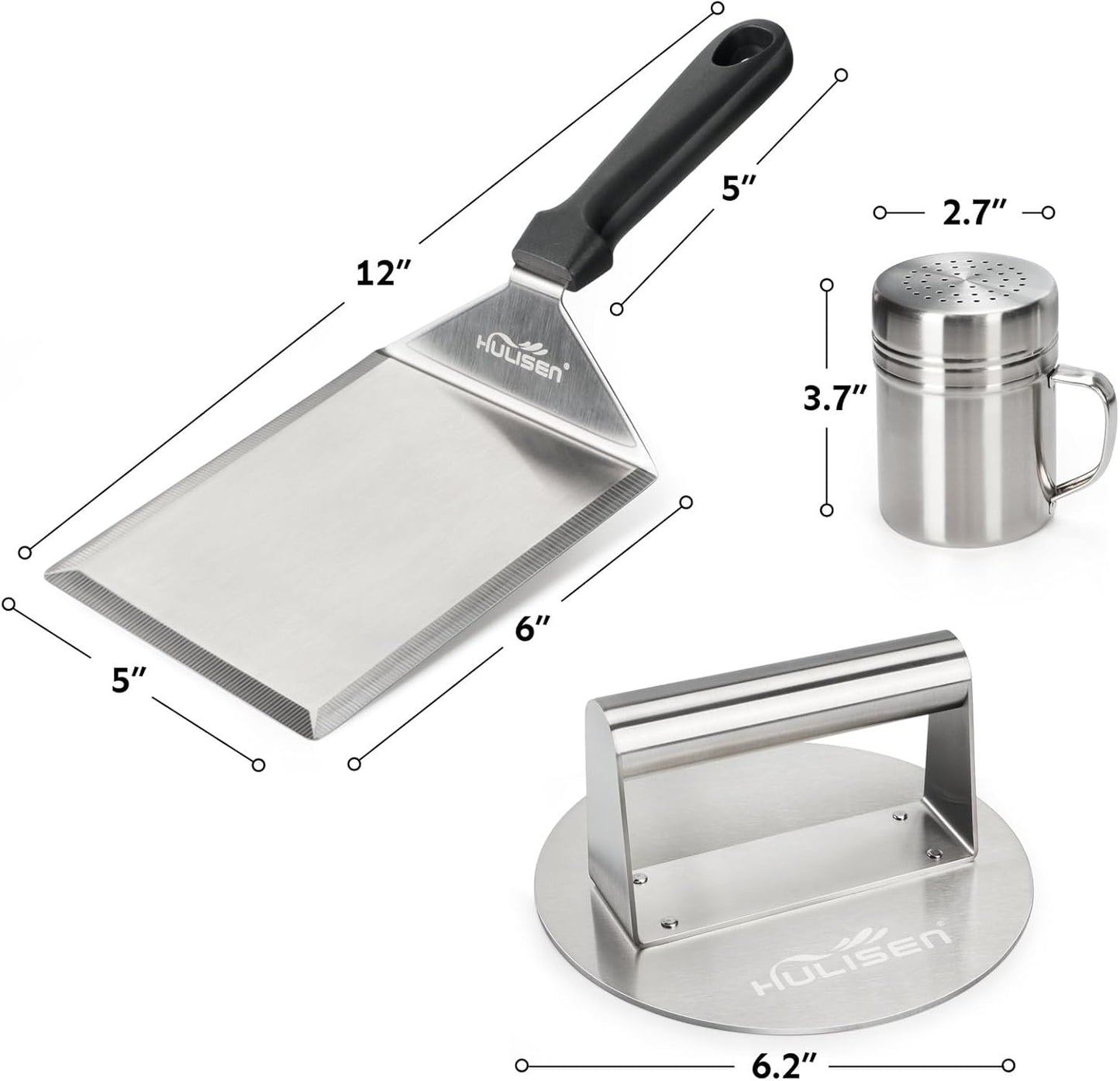 HULISEN Cheese Melting Dome & Smashed Burger Press, 6.2" Grill Press with 9" Basting Cover, Stainless Steel Burger Smasher, Griddle Accessories Kit for Flat Top Grill Cooking Indoor/Outdoor