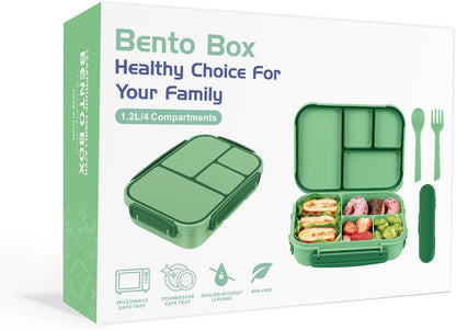 Amathley Lunch Box Kids,Bento Box Adult,Leakproof Lunch Containers for Adults/Kids/Toddler,1200ML-4 Compartments bento Lunch box with Utensil,Microwave & Dishwasher & Freezer Safe (Pink Berry)