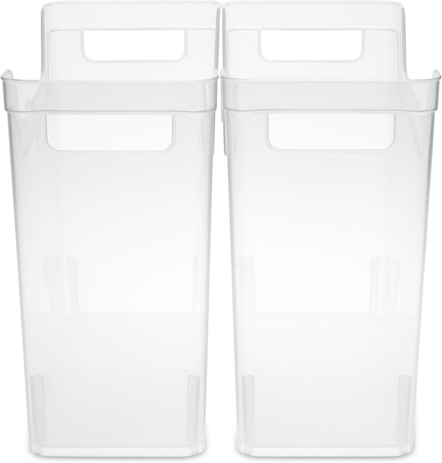 Sterilite Narrow Shelf Bin with Handles, Plastic Storage Container for Organizing Shelving, Closet, Pantry, and Countertops, Clear, 6-Pack