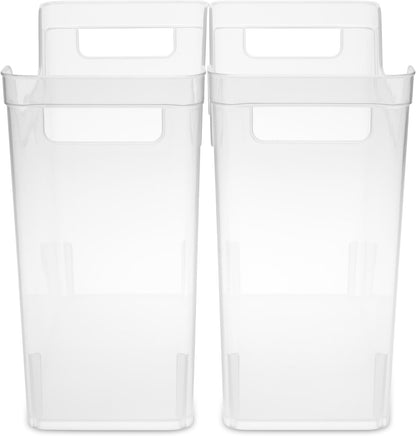 Sterilite Narrow Shelf Bin with Handles, Plastic Storage Container for Organizing Shelving, Closet, Pantry, and Countertops, Clear, 6-Pack