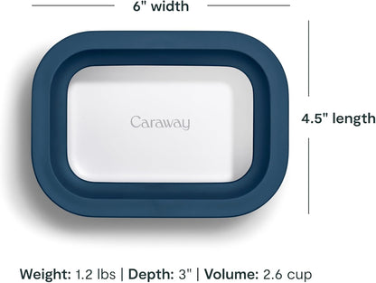 Caraway Glass Food Storage - 4.4 Cup Glass Container - Ceramic Coated - Easy to Store, Non Toxic, Non Stick Lunch Box Container with Lids - Dishwasher, Oven, & Microwave Safe - Mist