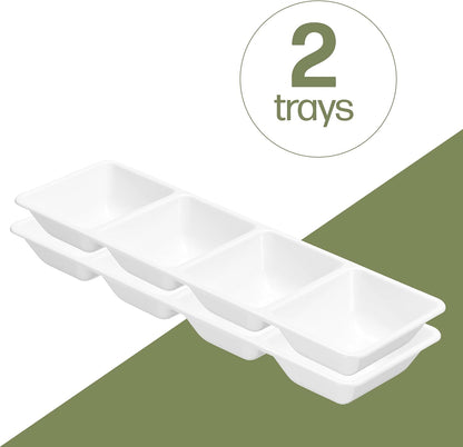 Plasticpro 4 Sectional Rectangle Plastic Serving Tray/Platter (2, Black)