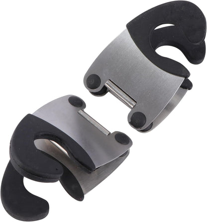 2pcs Stainless Steel Pot Clip Spoon Rest with Black Rubber