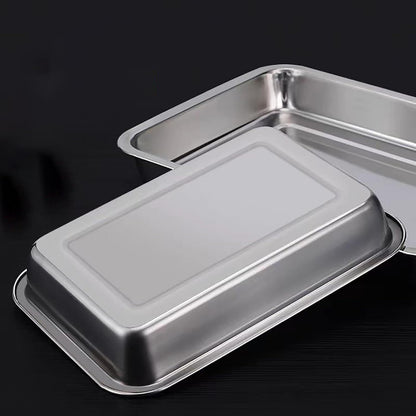 3Pcs Stainless Steel Breading Trays Set, Breading Dishes for Chicken Breasts, Marinating Meat and Prepping Meals (10.4" x 7.7" x 1.9")
