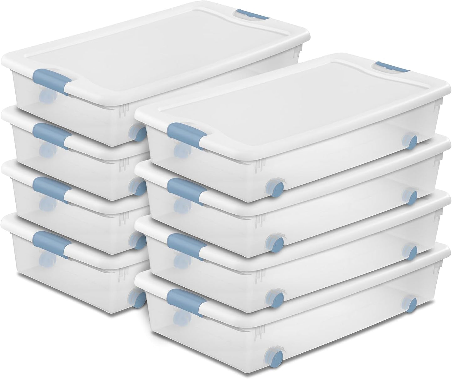 Sterilite 6-Pack Latching Box, Under Bed Storage Bins with Lids, Clear Plastic, 25 Quart - Heavy-Duty Organizing Containers for Closet, Bathroom, and Office