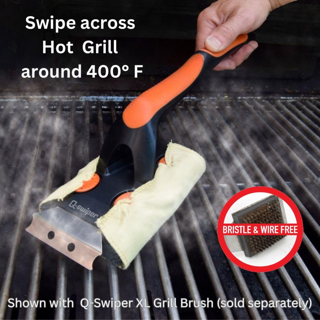 Proud Grill Q-Swiper Steam-Clean Grill Cleaning Cloths - Made with 100% Kevlar Fibers, Reusable Steam Cloths for BBQ Grates, Cast Iron & Stainless Steel, Heat-Resistant, Dishwasher Safe - Pack of 2