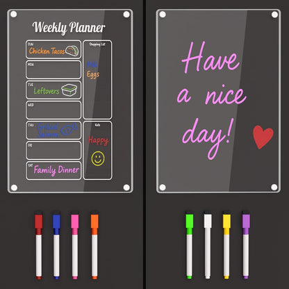 Grtard 3 Pack Acrylic Calendar for Fridge, Magnetic Calendar for Refrigerator, 16"x12" Dry Erase Whiteboard Fridge Calendar,2026 Clear Monthly Weekly Daily Memo Planning Board with 8 Markers