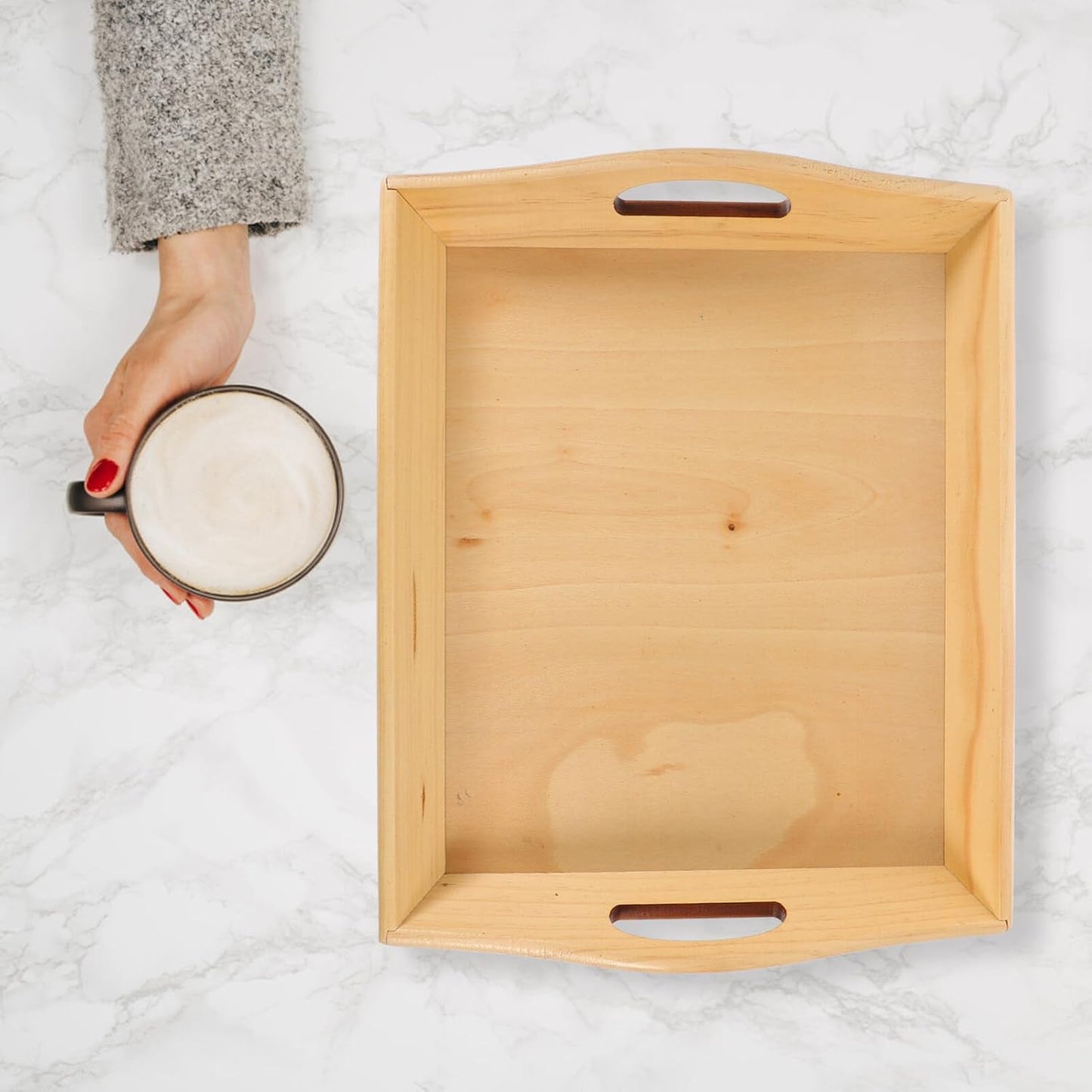 STOBAZA Wooden Serving Tray Rectangular Fruit and Snack Storage Elegant Decor for Home