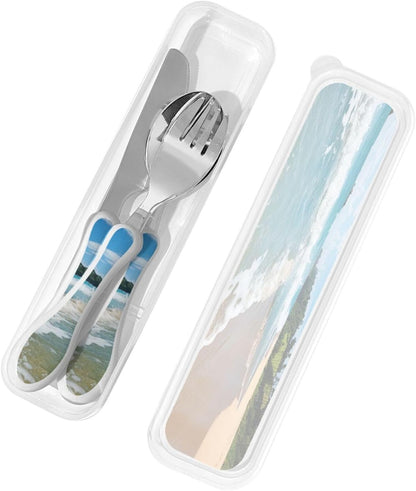 3-Piece Kids Silverware Set With Storage Case, Stainless Steel Reusable Children Safe Knife Spoon Fork Set Classy Flowers Children Flatware Set For Kids Lunch Box