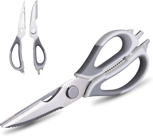 Kitchen Scissors for Food Heavy Duty, All Purpose Kitchen Shears that Come Apart Dishwasher Safe, Sharp Stainless Steel Cooking Scissors for Meat, Poultry, Fish (Grey)