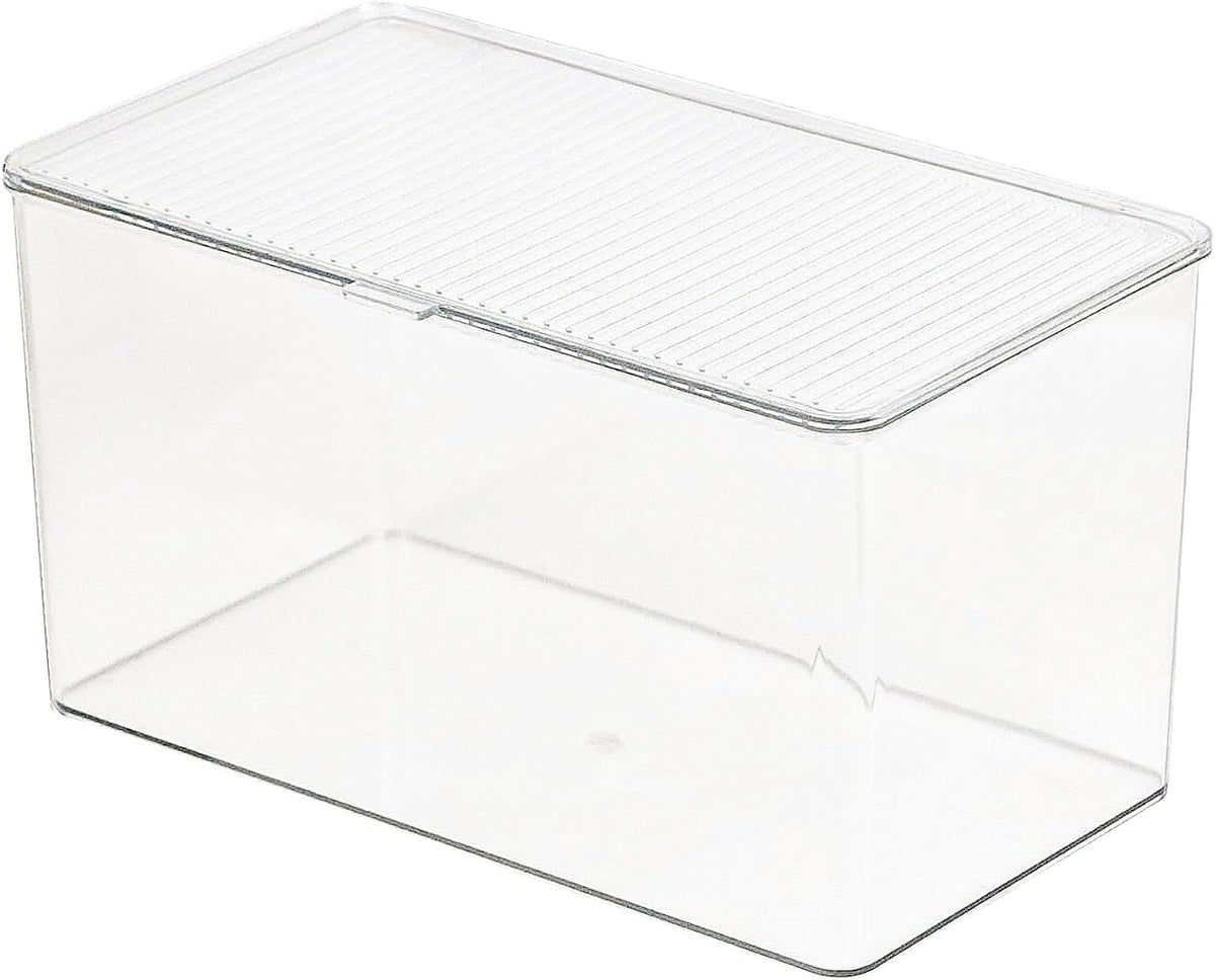 ZEXALOR Clear Plastic Storage Bin with Lid, Makeuo Holder, Fridge Organizer, Refrigerator Organizers and Storage, Small Container for Pantry, Office, Dresser, Bathroom, Kitchen, Snack